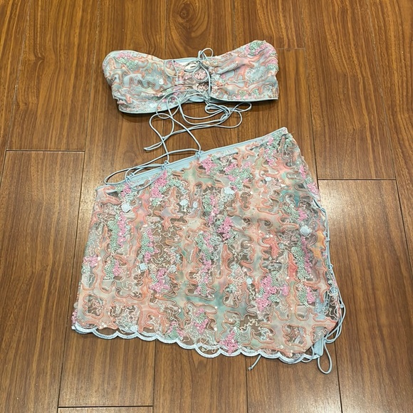 For Love And Lemons Other - For Love and Lemons blue Lacey set